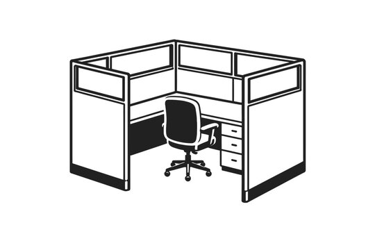 Corner office workstation with ergonomic chair and cubicle partitions for modern workspace efficiency and productivity