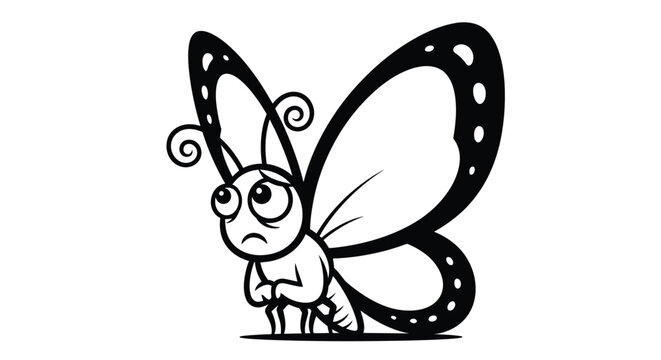Sad butterfly with big eyes looking down.