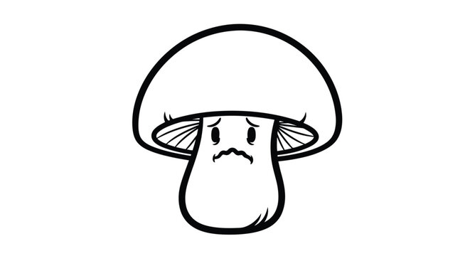 Sad face mushroom cartoon character.