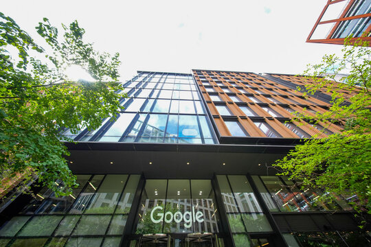 LONDON, ENGLAND - APRIL 17 2026 - google London headquarters building Platform 37 is an office building under construction in King's Cross, forming part of the Knowledge Quarter