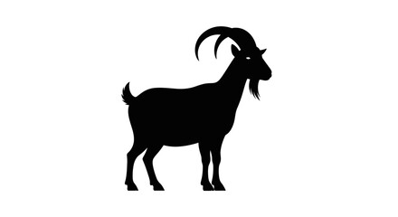 Obraz premium Silhouette of a Majestic Goat Standing Proudly Against White Background.