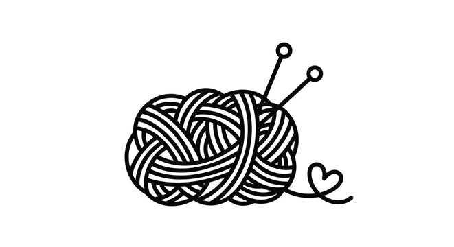 Yarn ball with knitting needles craft.