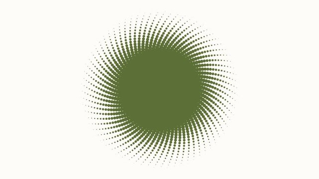 Abstract green halftone spiral pattern isolated on white background