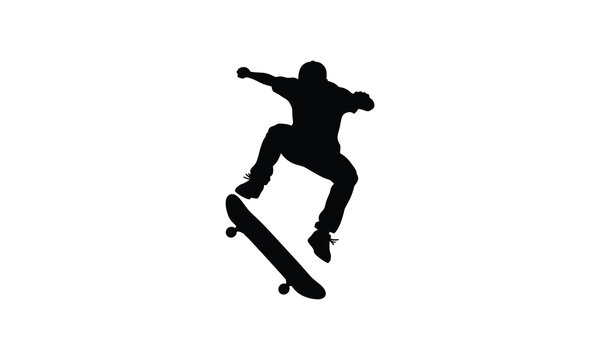 Skateboarder performing mid-air trick silhouette