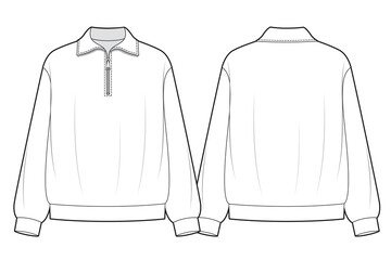 Half zip up sweatshirt turndown collar. © Olesya