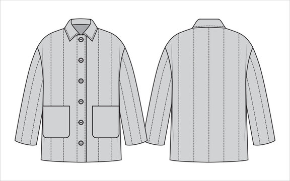 Quilted padded jacket fashion template
