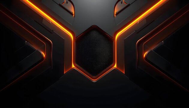 Futuristic Dark Panel Layout With Glowing Orange Slashes