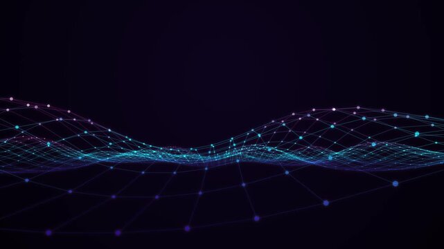 Abstract digital wave background with connecting dots and lines