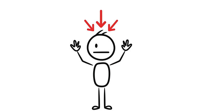 Frustrated cartoon character with red hot pepper above head angry