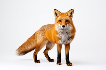 Fototapeta premium Red Fox Standing on a White Background During Day Time