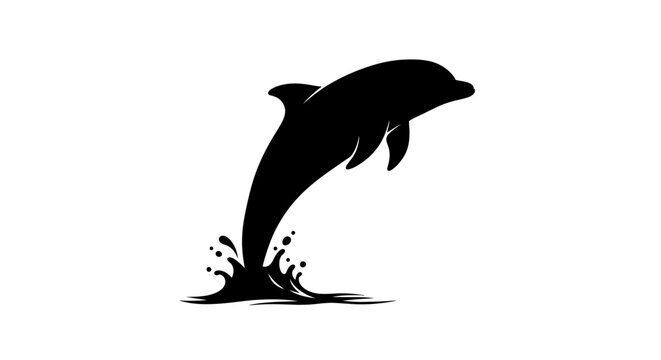 Leaping dolphin creates a splash in this striking silhouette