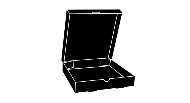 Open pizza box with a black interior minimalist design silhouette