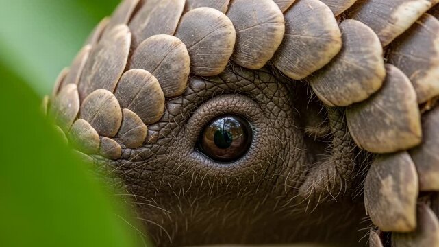 Macro of pangolin or reptile skin scales.
