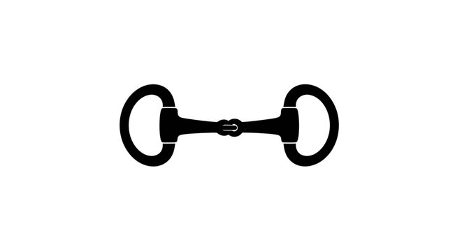 Black metal horse bit isolated on a white background a striking silhouette