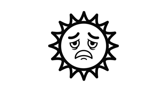 Angry sun with a frowning face.