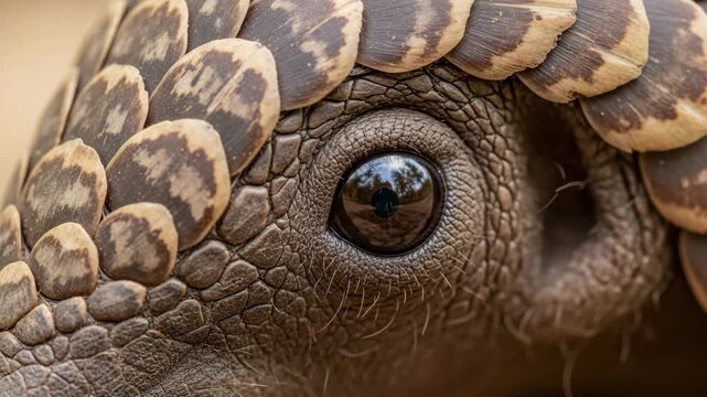 Pangolin eye and skin close-up.