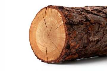 Fototapeta premium Log Placed on a White Background for Woodcraft or Decoration