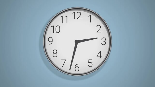 Animated illustration of an Analog wall clock spinning animation through the hours.