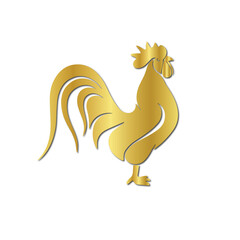 Metallic Golden Rooster Bird Icon for Farm and Rural Design PNG   Elegant Gold Rooster Silhouette Isolated on Transparent Background © dipankar