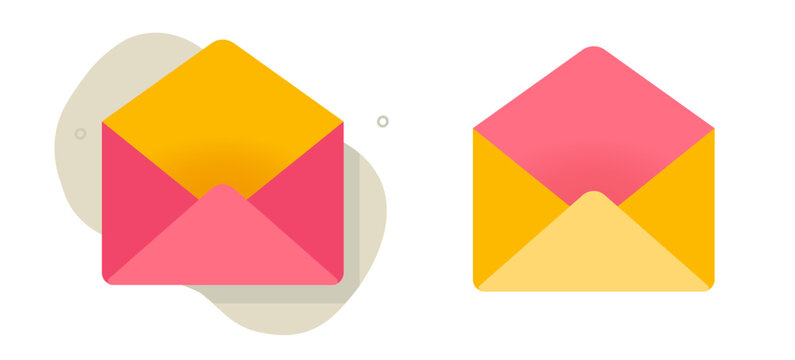 Open mail envelope empty blank template icon vector graphic modern simple minimal illustration set clip art yellow red
