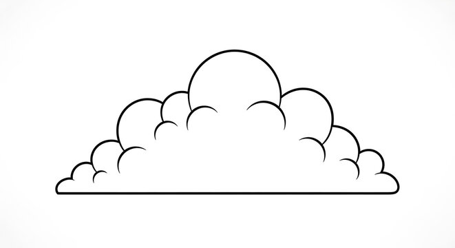 Simple line of a cat curled up sleeping on a flat surface black
