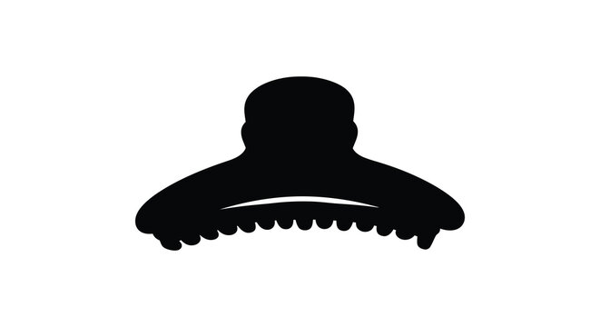 A striking black silhouette of a hat possibly a bonnet with detailed form silhouette