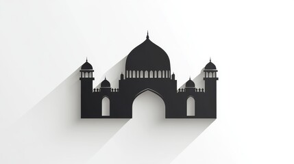 Fototapeta premium Simple Mosque Silhouette Icon on White Background