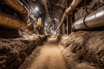 Fototapeta premium Underground Utility Tunnel Construction Site