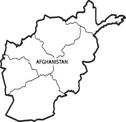 Fototapeta premium Simple outline map of afghanistan with internal regional borders and country name label