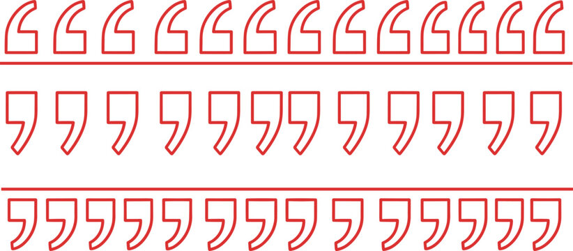 Quotation Mark Icon Set with Various Quote Symbols in Outline Style for Text Design, Typography, Editorial Layouts, and Graphic Elements