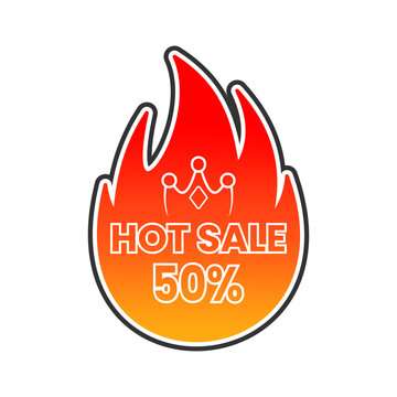 Hot Sale 50 Percent Off Flame Icon Graphic