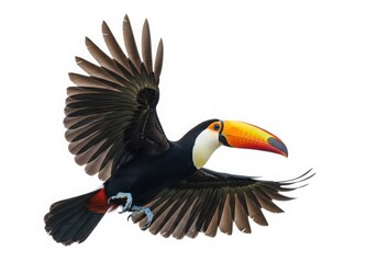 Obraz premium Toucan bird flying with spread wings
