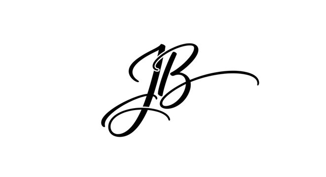 Black and white hand-drawn signature with flourish, monogram style handwritten