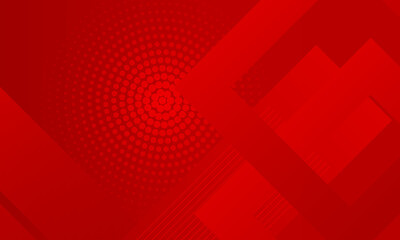 Fototapeta premium Abstract Dynamic Red Geometric Background with Halftone Dots and Stripes. Vector Illustration