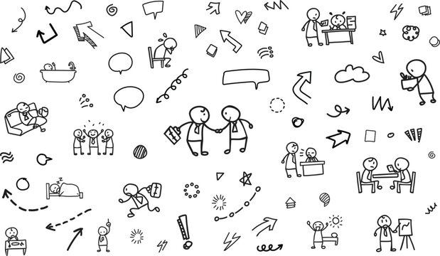 Minimal Business Life Cute Doodle Icon Vector Background