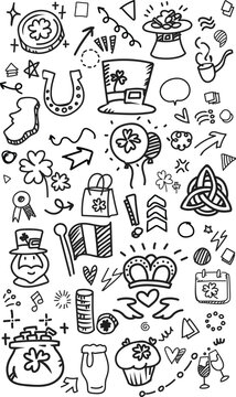 Vertical Saint Patrick Festival Irish Doodle Vector Background