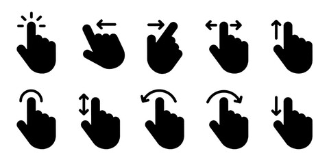 Hand finger gesture icon set, slide up down left right finger signs, swipe symbol – vector © Be