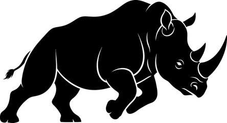 Powerful rhinoceros silhouette illustration isolated on white background © Vecto_Pixels