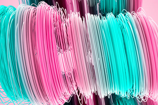 3D candy fiber cylinder wraps layered color motion