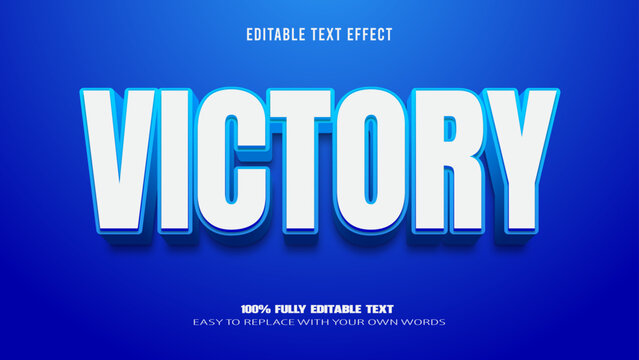 victory editable text effect 3d vector premium