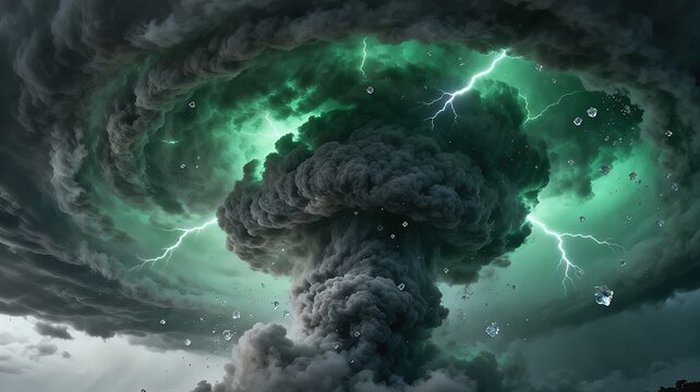 Inside Supercell Cumulonimbus Cloud Dark Rotation Updraft Lightning Wall
