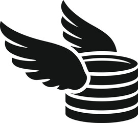 A black and white icon of a winged cylinder on a plain background © SADIA