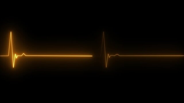 Abstract heartbeat and pulse rate on black background. Glowing neon heartbeat icon. Heart bit signal animated.4k motion video.