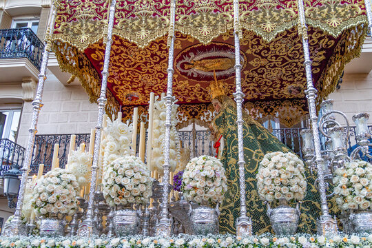 procession of Mary Most Holy of Hope Macarena, through the streets of Madrid during the Holy Week festivities