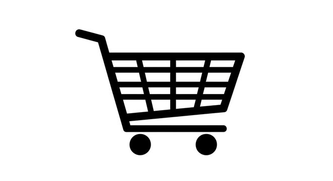 Black and white of a shopping cart with a checkered pattern