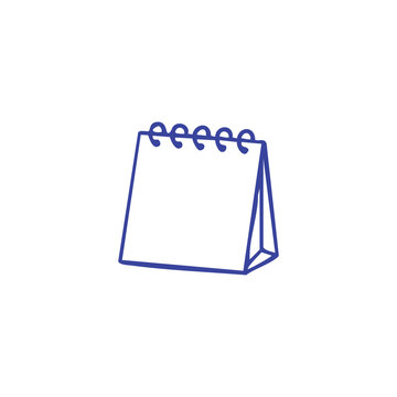 Minimalist outline icon of a desk calendar with wire binding.