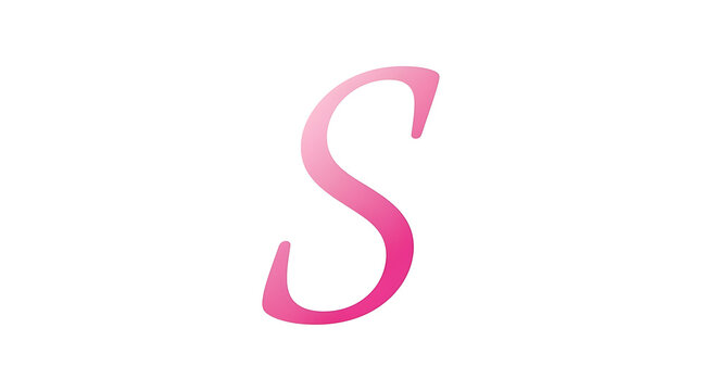 Vibrant pink cursive script letter s on white background