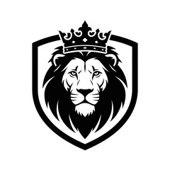 Obraz premium Majestic Lion King Crown Emblem Shield Logo - Royal Power Symbol