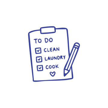 Hand drawn illustration of a daily to do list clipboard with pencil.