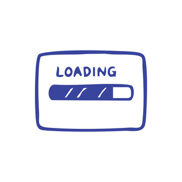Hand drawn loading progress bar icon isolated on white background.